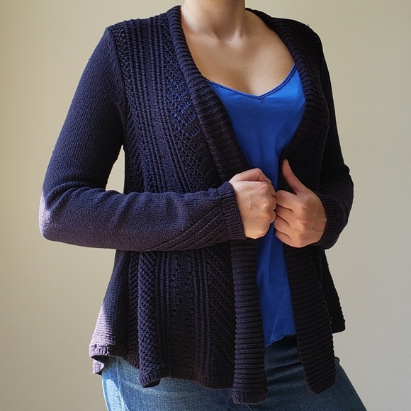 Rosie Neira Navy Nansen Pointelle Open Cardigan S - Picture 3 of 8
